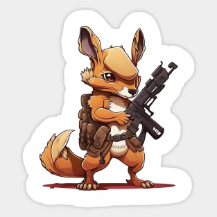 Armored Kangaroo Holding a Riffle Sticker